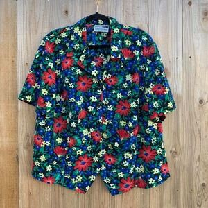 Vintage 90s Haberdashery  Floral Short Sleeve Button‎ Up Top Size 20W